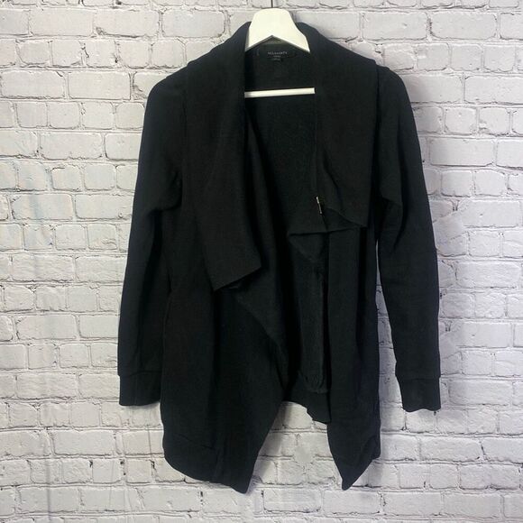 AllSaints Dahlia Sweat Jacket Black Size Small 206 - Picture 2 of 9